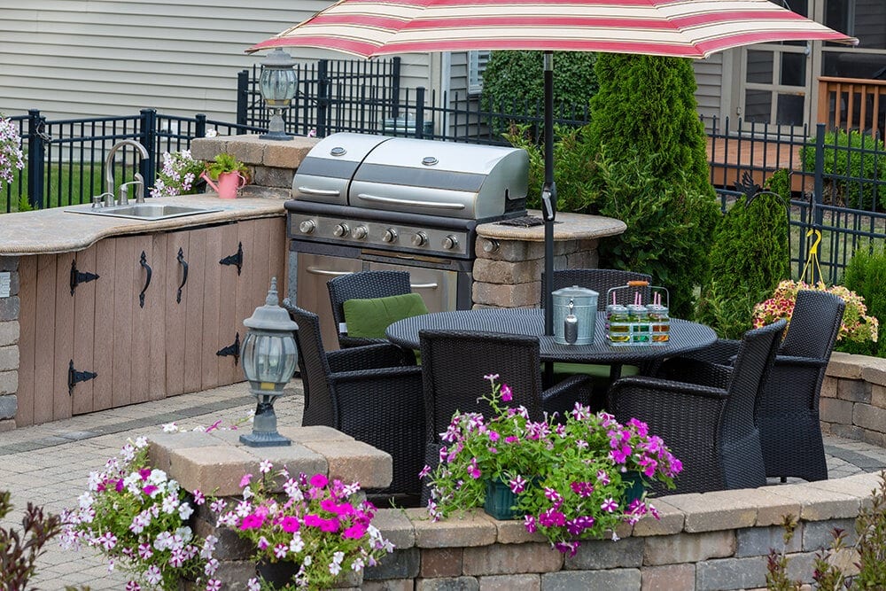 Backyard kitchen area.