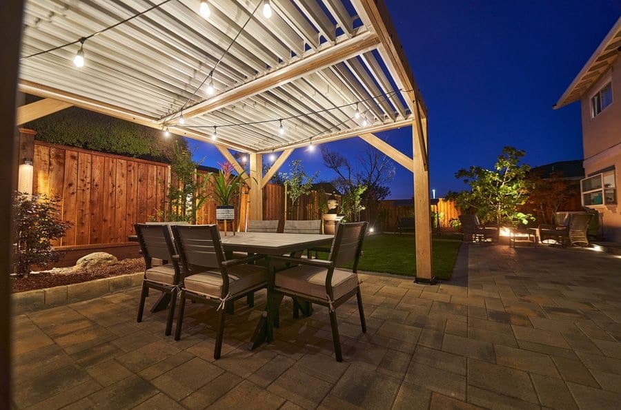 garden pergola with lights | Opulands Landscape Design & Construction