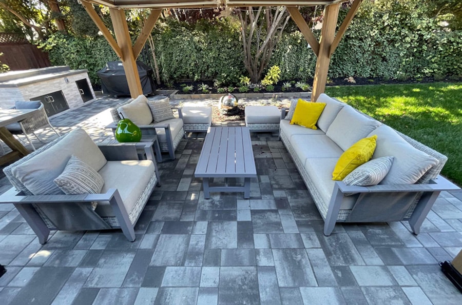 paver patio design with pergola