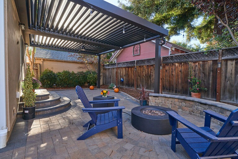 louvred patio cover and fire pit