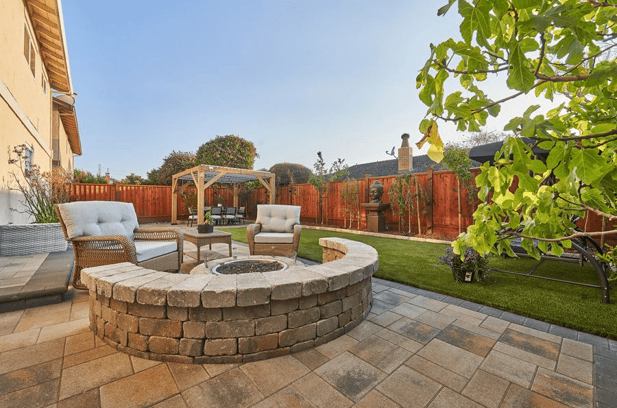 Paver fire pit and paver patio