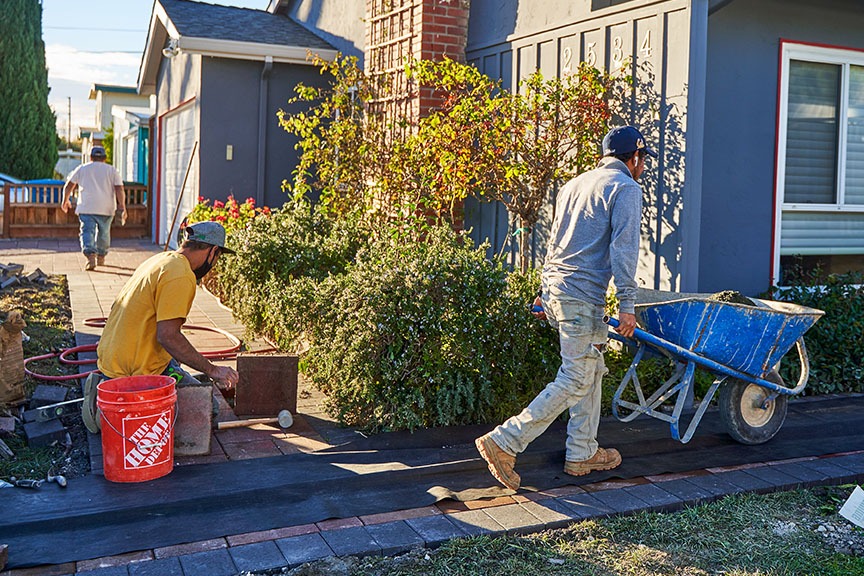 Opulands landscapers working on landscaping project