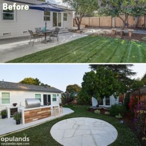 Backyard remodel with outdoor kitchen in the daylight