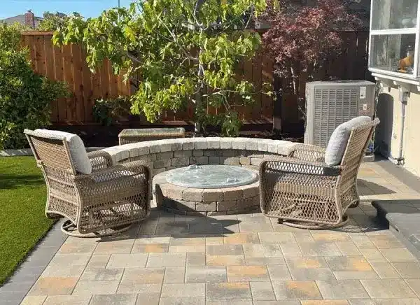 Paver patio with firepit