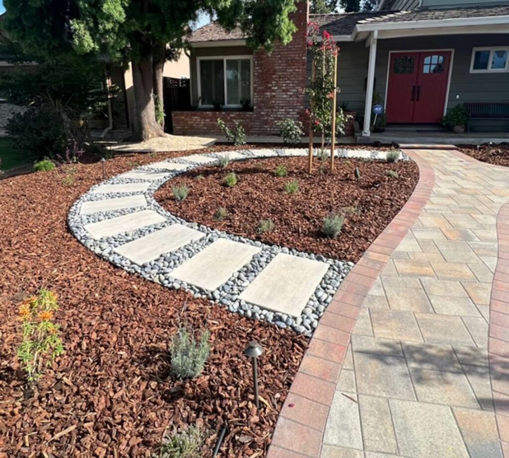 Custom front-yard landscape design in San Mateo, CA