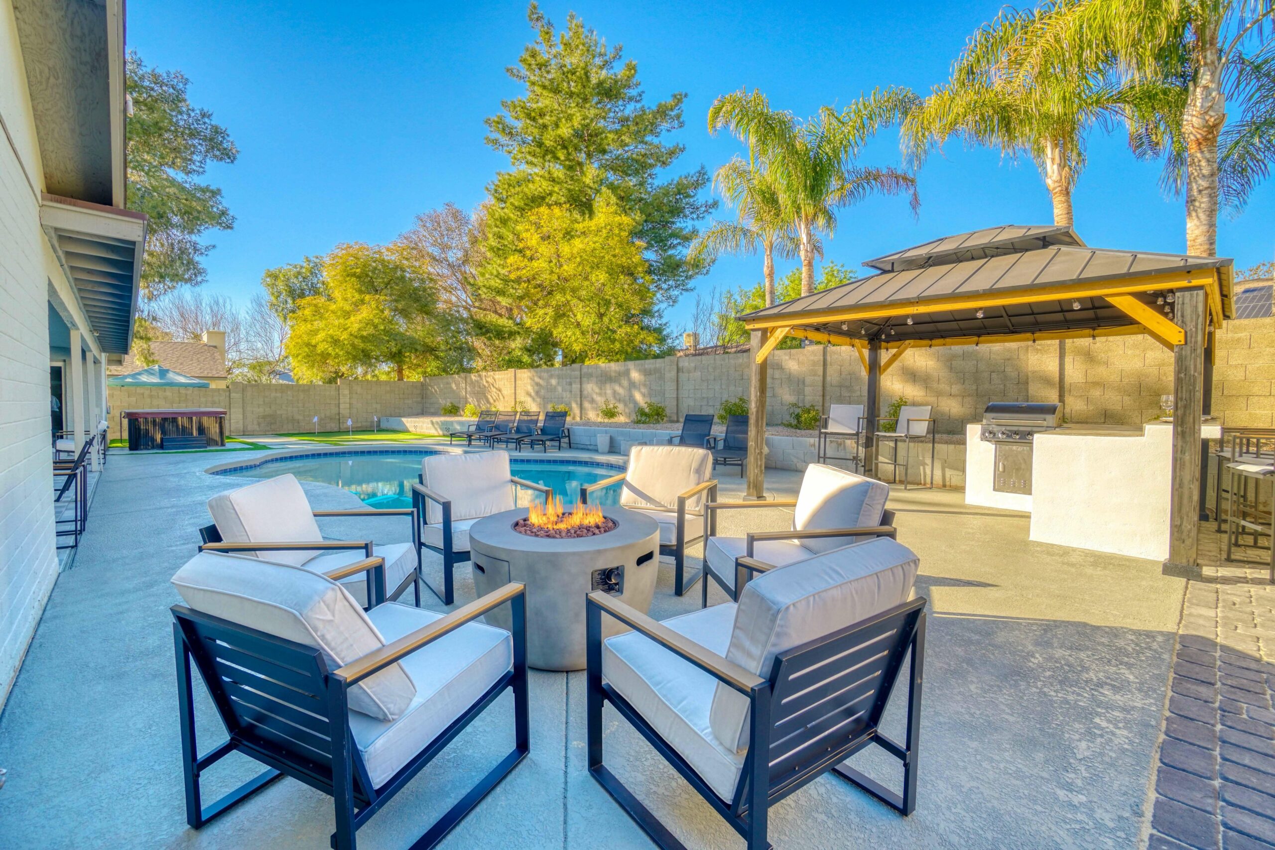 Contemporary landscaping design for a backyard.