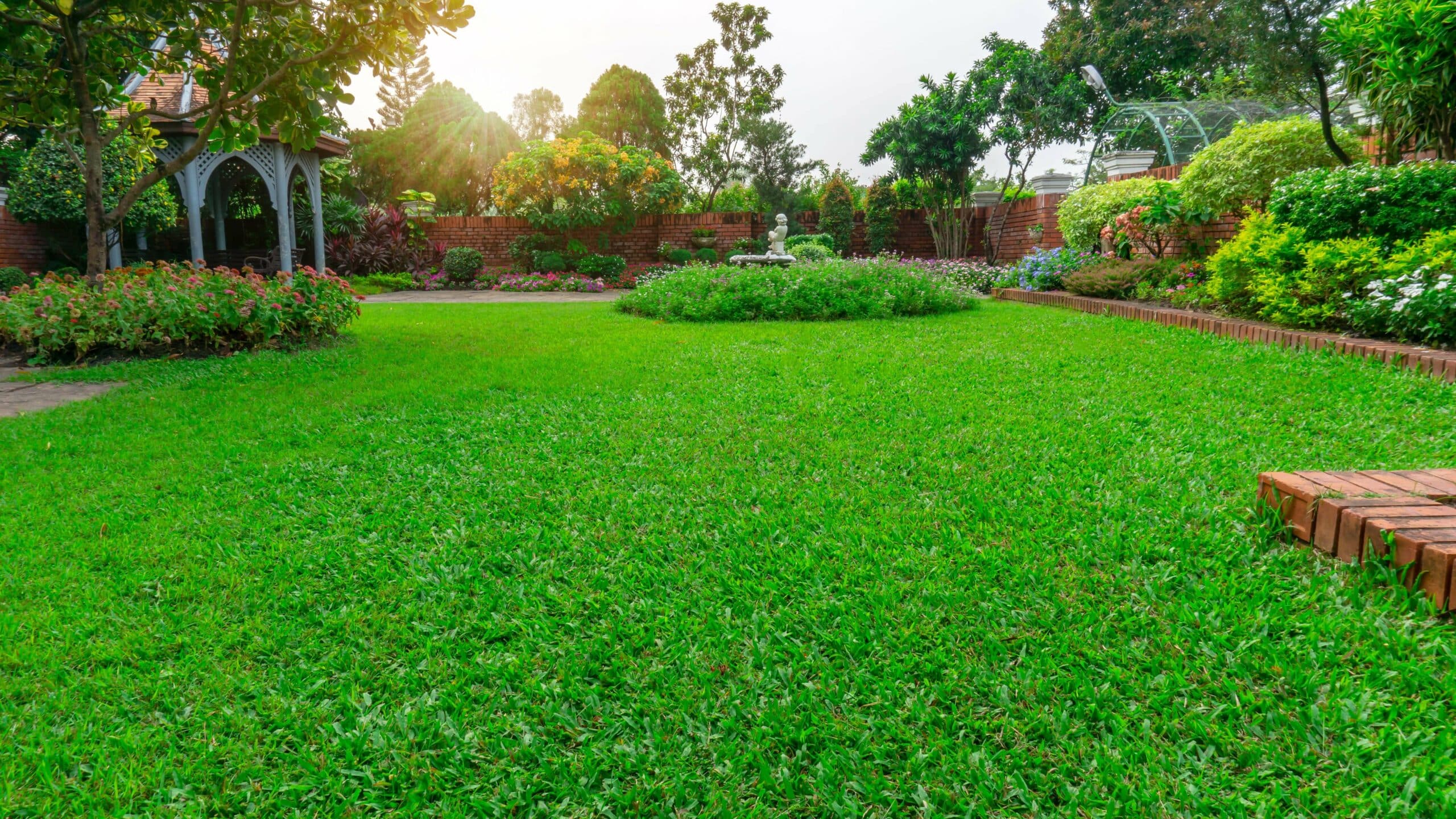 Residential yard getting ready with winter landscaping.