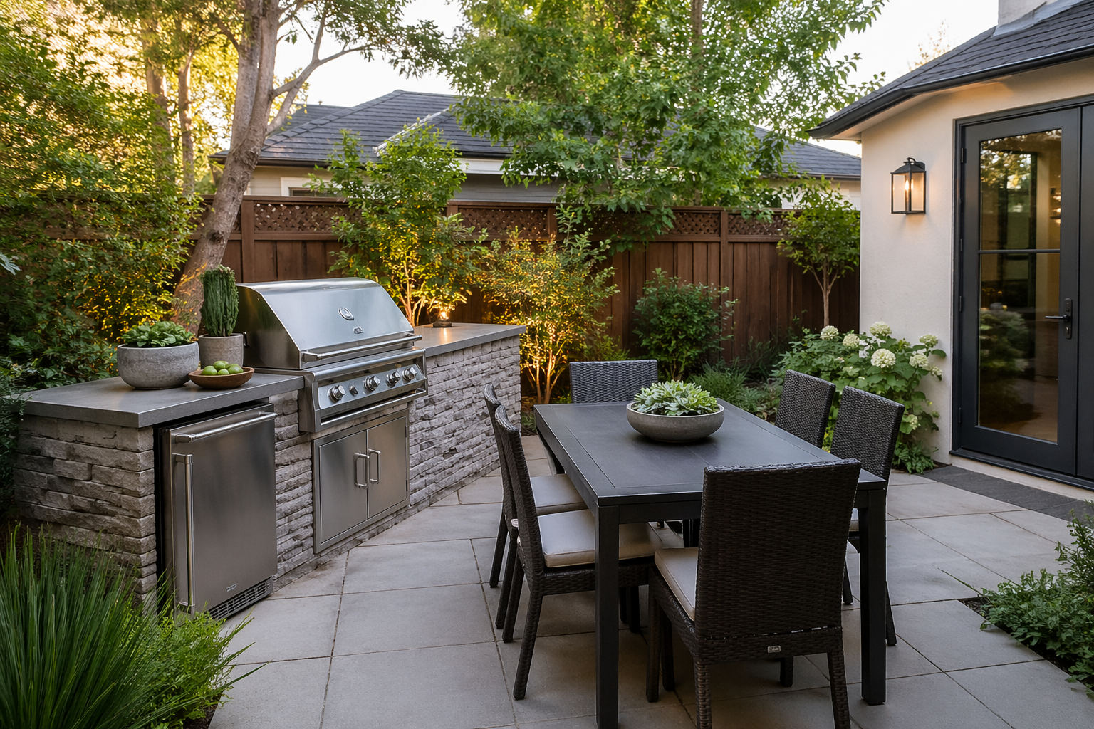 Outdoor kitchen in a Bay Area backyard