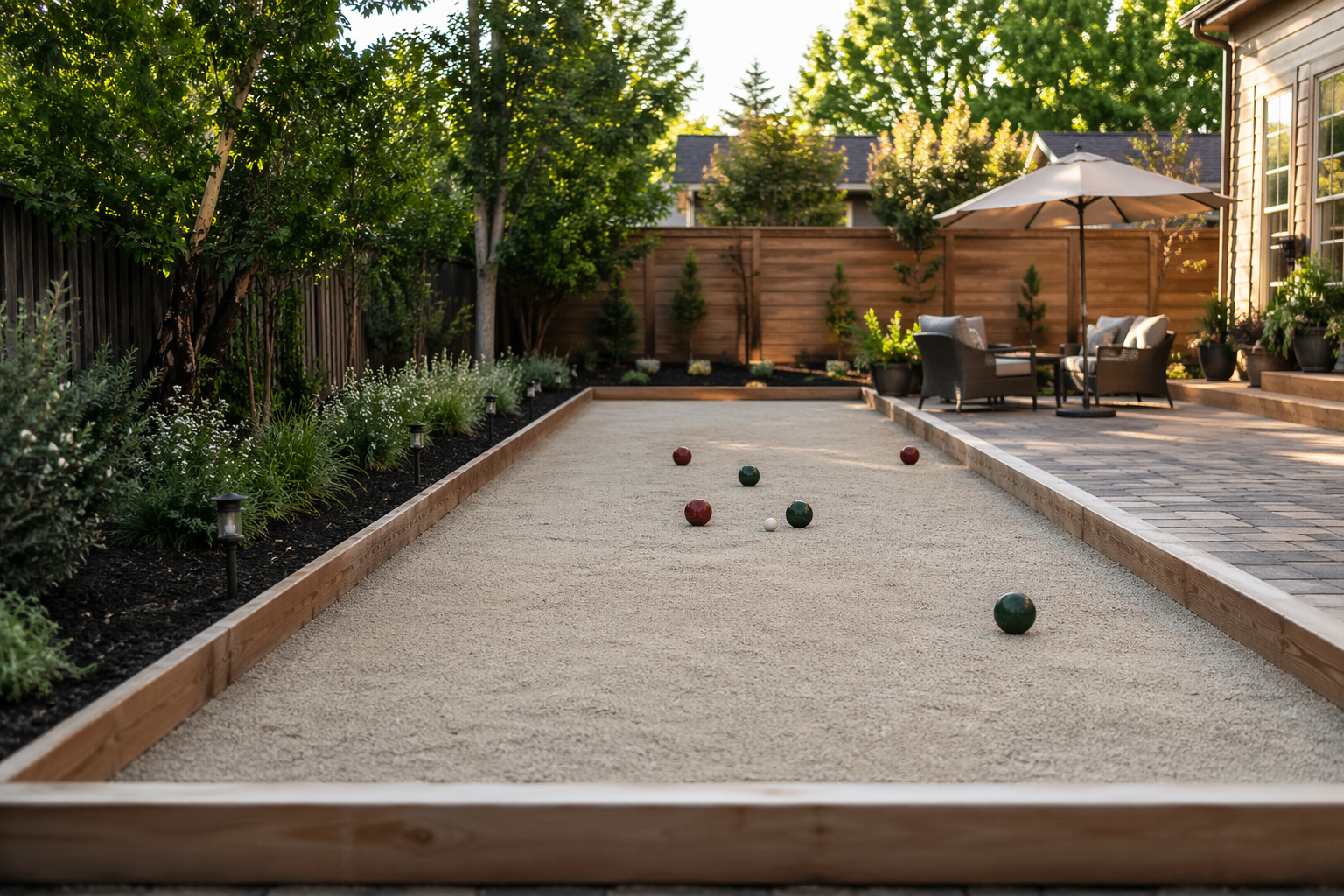 Bocce ball court installation in the Bay Area