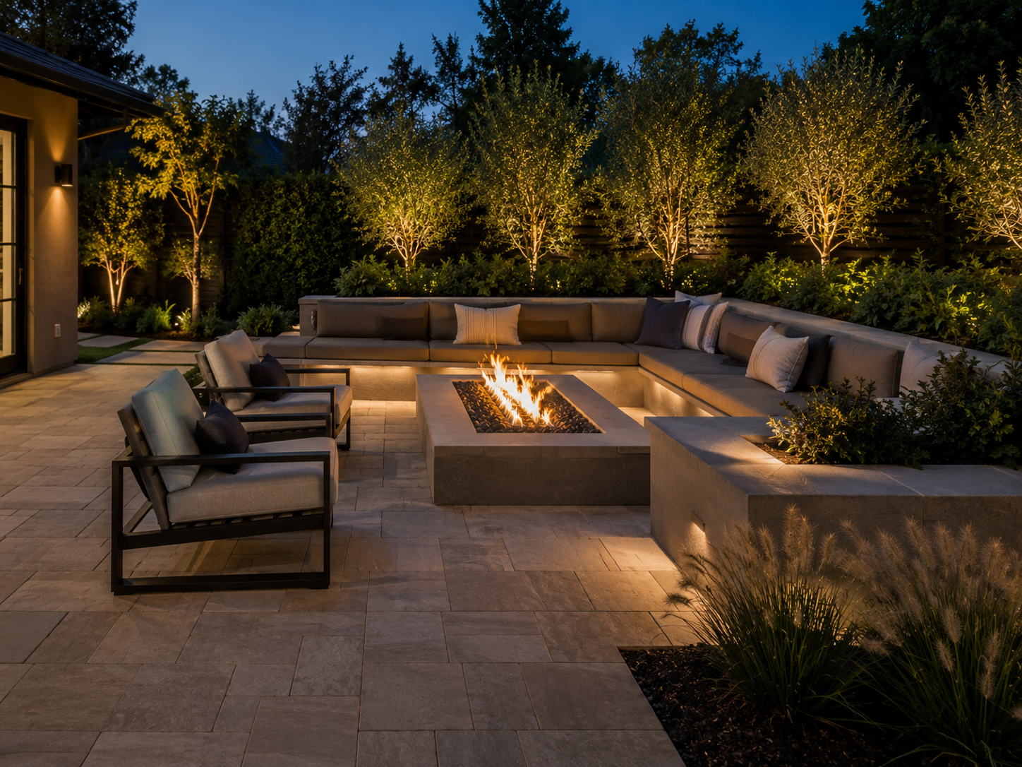 fire pit paver patio | Opulands Landscape Design & Construction Fire pit paver patio