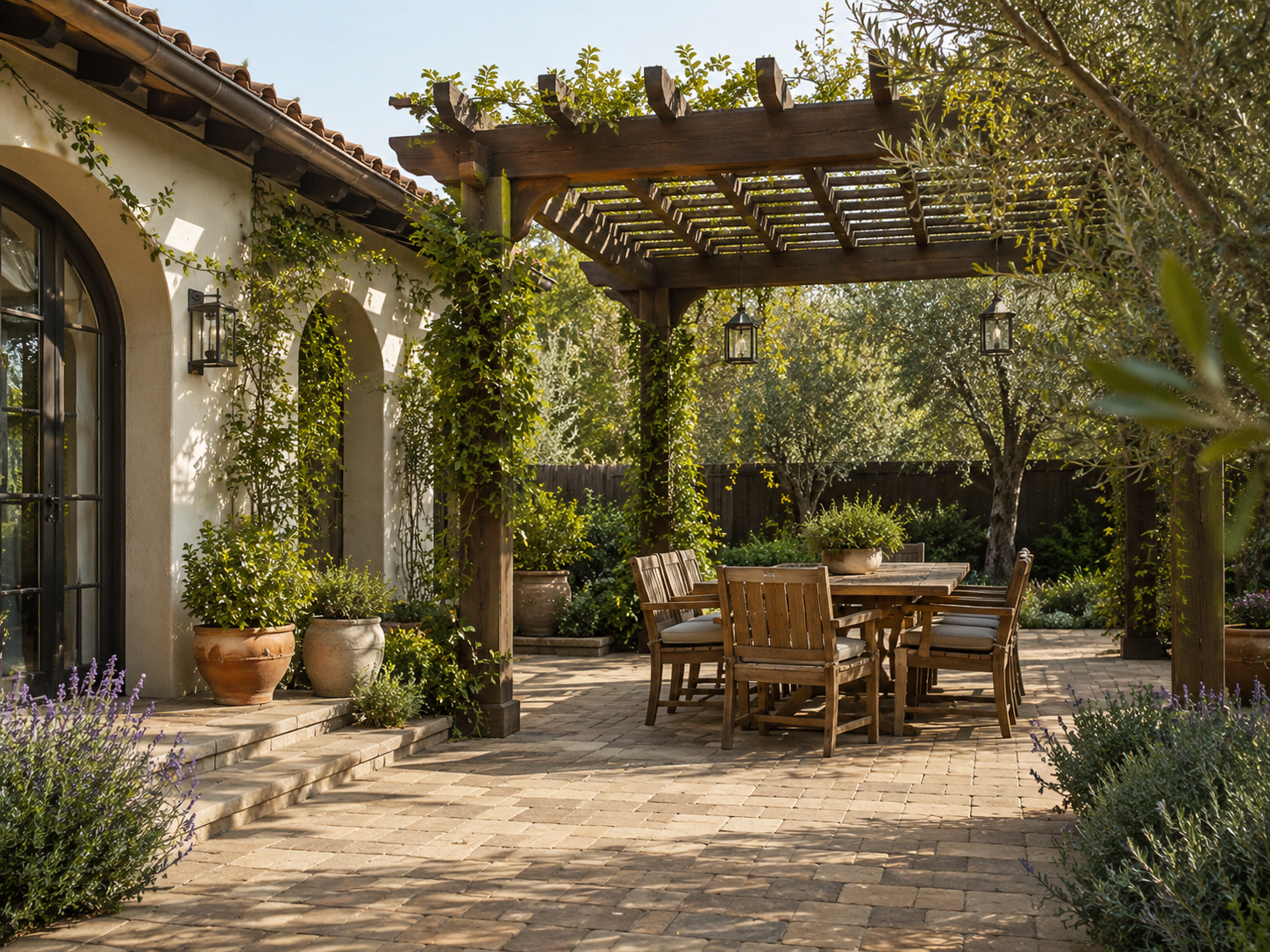 mediterranean paver patio | Opulands Landscape Design & Construction Mediterranean paver patio