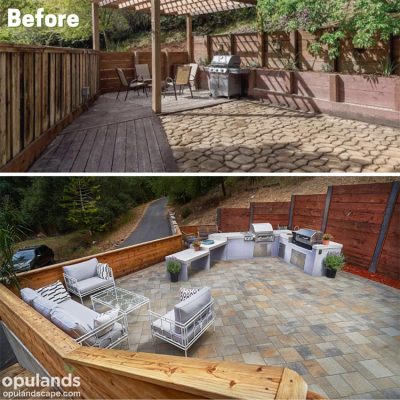 before and after paver patio in Los Gatos hills